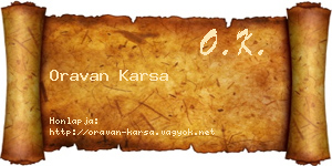 Oravan Karsa névjegykártya